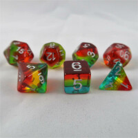 Layer dice translucent teal/yellow/red set