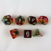 Layer dice translucent teal/yellow/red set