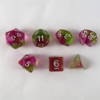 Layer dice translucent green/pink set