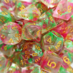 Swirl dice green-pink Set