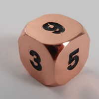 Metal dice D6 shiny copper