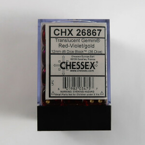 Chessex Gemini translucent red-violet/gold 12mm Set