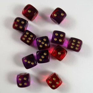 Chessex Gemini translucent red-violet/gold W6 16mm Set