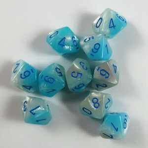 Chessex Gemini pearl turquoise-white 10 x W10 Set