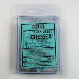Chessex Gemini pearl turquoise-white 10 x W10 Set