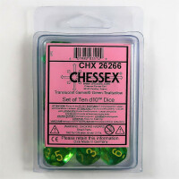 Chessex Gemini translucent green-teal/yellow 10 x D10 Set