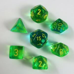 Chessex Gemini translucent green-teal/yellow Set boxed