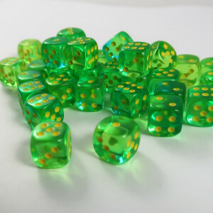 Chessex Gemini translucent green-teal/yellow D6 12mm