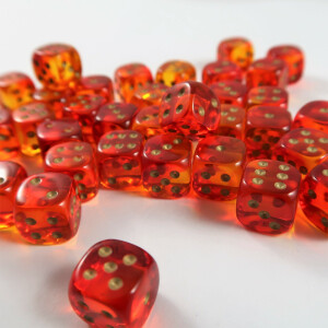 Chessex Gemini translucent red-yellow/gold D6 12mm