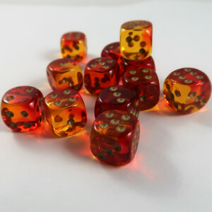 Chessex Gemini translucent red-yellow/gold D6 16mm